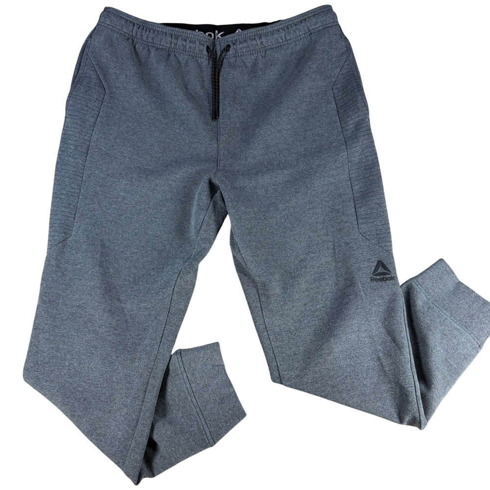 Reebok Men's Jogger Sweatpants Gray Drawstring Athletic Fleece Size Large